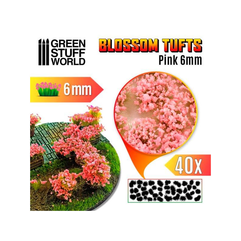 Matas con flores, rosas. 6 mm.