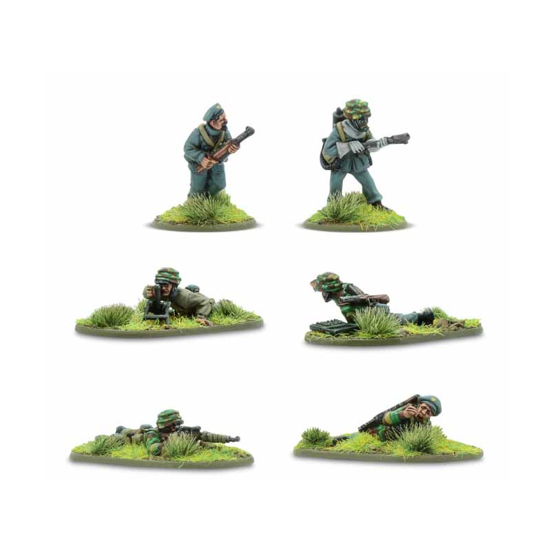 Equipos de lanzallamas, francotiradores y morteros ligeros paracaidistas italianos. Bolt Action.