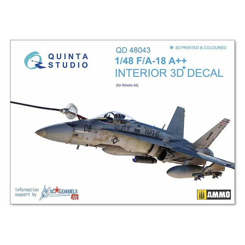 F/A-18A++ 3D-Printed & coloured Interior on decal paper (for Kinetic kit).