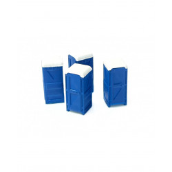 Blue portable toilettes.