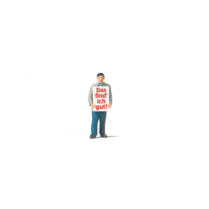 Hombre con cartel. Hombre con cartel.