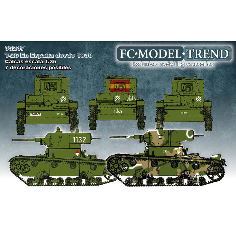 Decal set: T-26 in Spain, post-1938. Decal set: T-26 in Spain, post-1938.