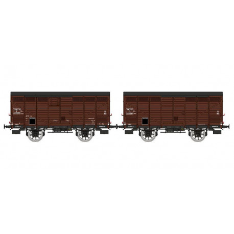 Set of 2 closed wagons ex-PLM 10T, SNCF.