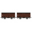 Set of 2 closed wagons ex-PLM 10T, SNCF.