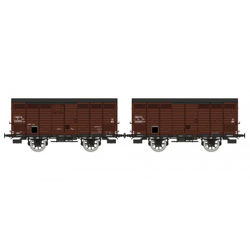 Set of 2 closed wagons ex-PLM 10T, SNCF. Set of 2 closed wagons ex-PLM 10T, SNCF.