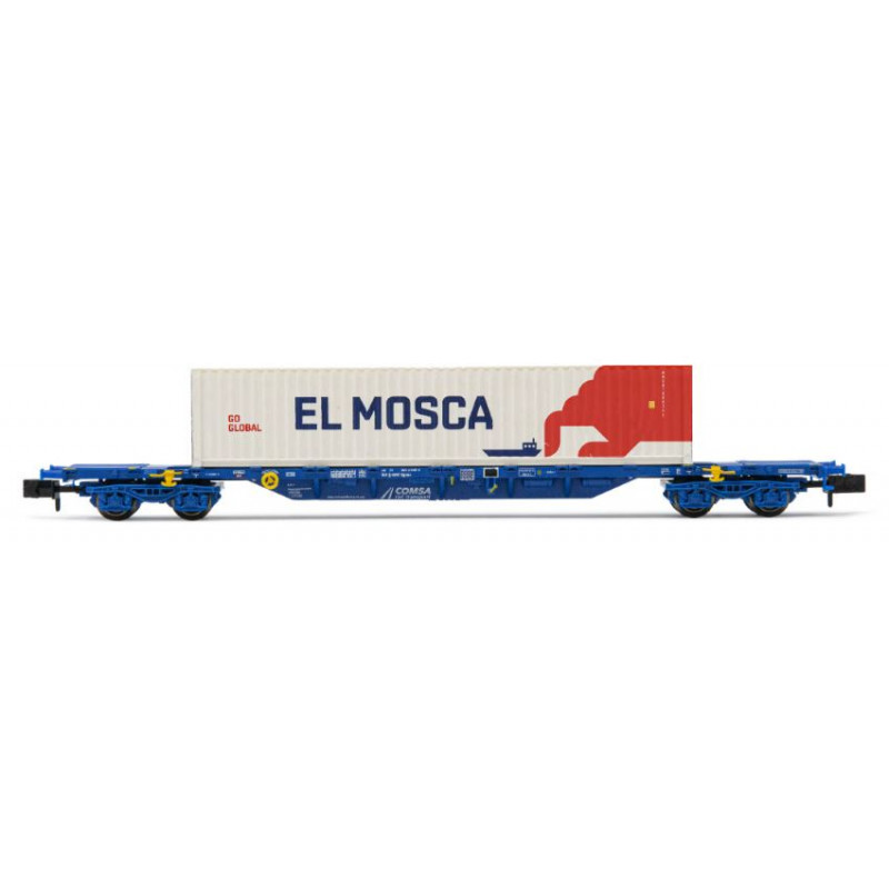 Vagón portacontenedores Sgnss ''El Mosca'', RENFE. Vagón portacontenedores Sgnss ''El Mosca'', RENFE.