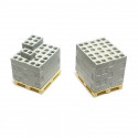 Concrete blocks on pallets.