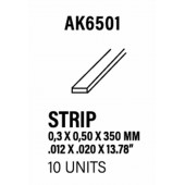 Tiras de estireno 0,30 X 0,50 mm.