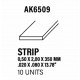 Styrene strip 0,5 X 2 mm.