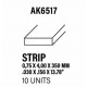 Styrene strip 0,75 X 4 mm.