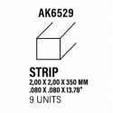 Styrene strip 2 X 2 mm.