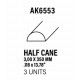 Styrene half cane 3 diameter x 350 mm.