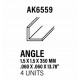 Styrene L profile 1,5 x 1,5 x 350 mm.