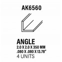 Styrene L profile 2 x 2 x 350 mm.