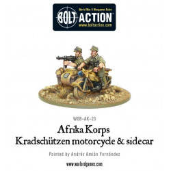 Motocicleta y sidecar Afrika Korps Kradschutzen. Bolt Action.