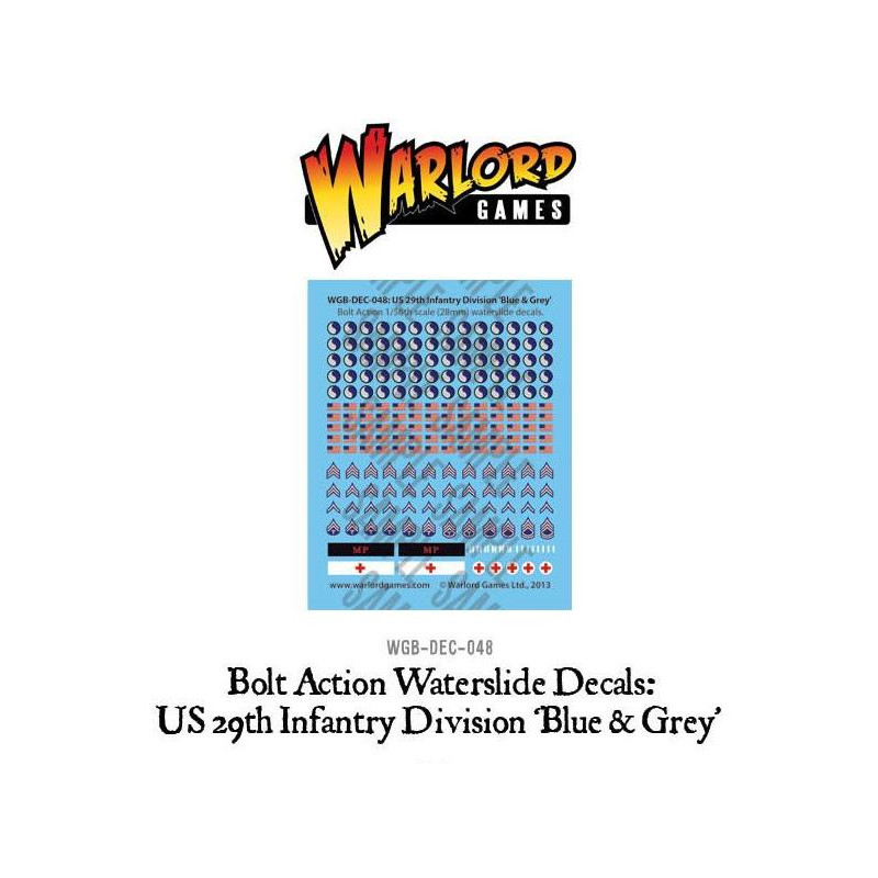 US 29th Infantry Division 'Blue & Grey' decal sheet.