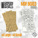 Rectangular wooden MDF boxes.