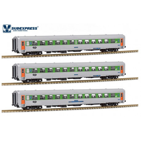 Set de 3 coches Sorefame, CP. "Intercidades''.