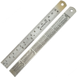 Régua de aço de 15 cm.