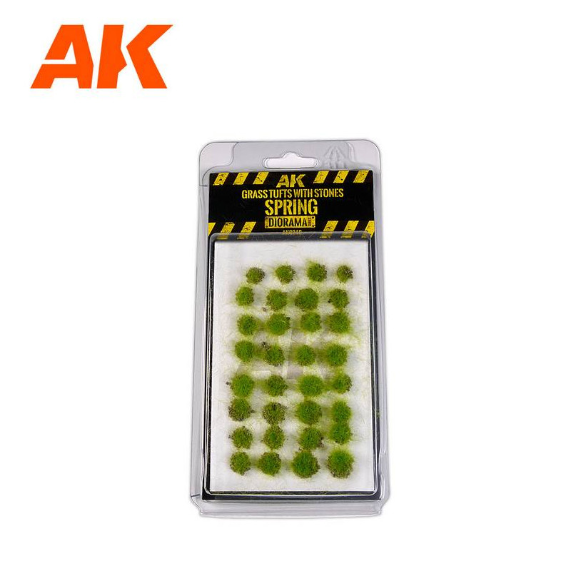 Grass tuft with stones, spring.