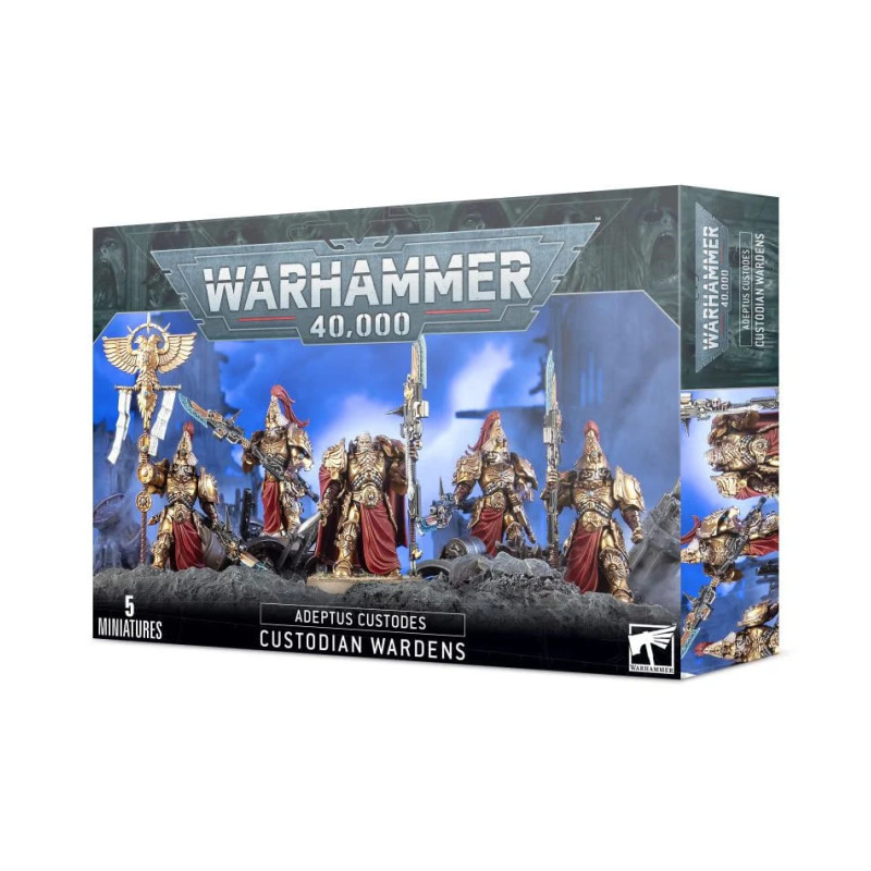 Games Workshop – Gardiens Allarus – Adeptus Custodes, 3 Figurines, 73 Pièces, Sans Peinture