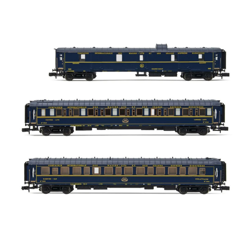 Set de 3 coches "Train bleu", CIWL. Set de 3 coches "Train bleu", CIWL.