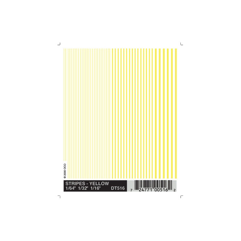 Transfer stripes yellow. WOODLAND SCENICS DT516