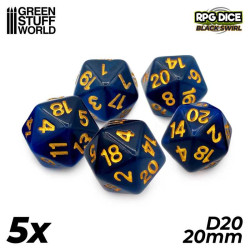 20 mm Würfel, blau schwarz.