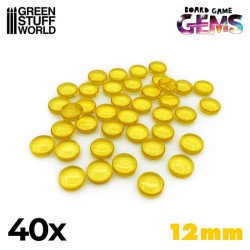 Plastik-Edelsteine 12 mm, gelb.
