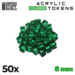 Jetons, cubes verts.