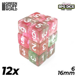 Dadi da 16 mm, rosa.