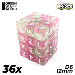 Dés de 12 mm, roses.