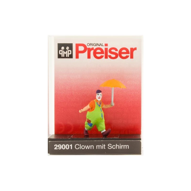 Clown with umbrella.