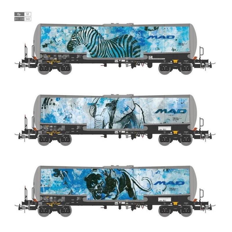 3-unit set of tank wagons, ZACNS.