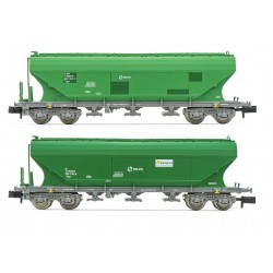 2-unit pack silo wagon TT5, green livery, RENFE.