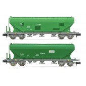 2-unit pack silo wagon TT5, green livery, RENFE.