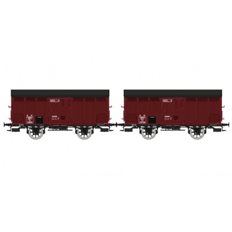 Set of 2 closed wagons ex-PLM 10T, SNCF. Set of 2 closed wagons ex-PLM 10T, SNCF.