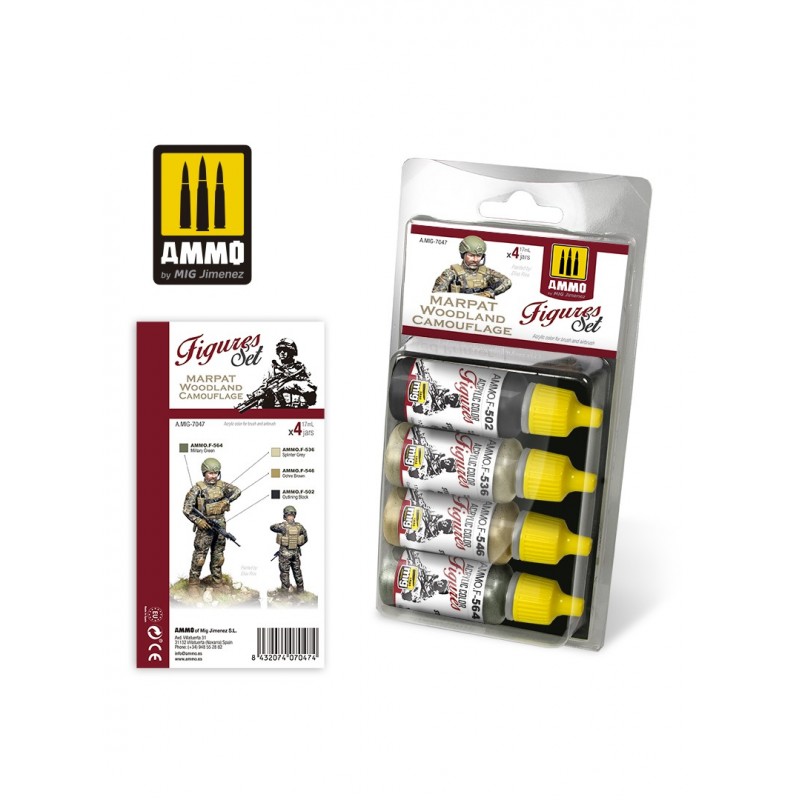 Set de pinturas: Patrón de camuflaje de bosque Marpat. Set de pinturas: Patrón de camuflaje de bosque Marpat.