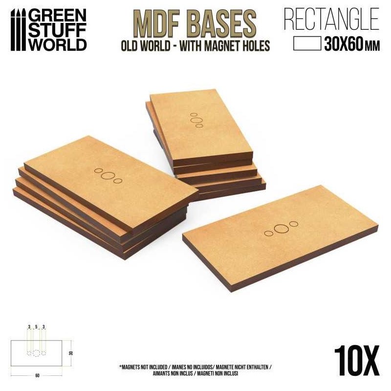 MDF Bases - rectangular Pill, 30x60 mm (x10).