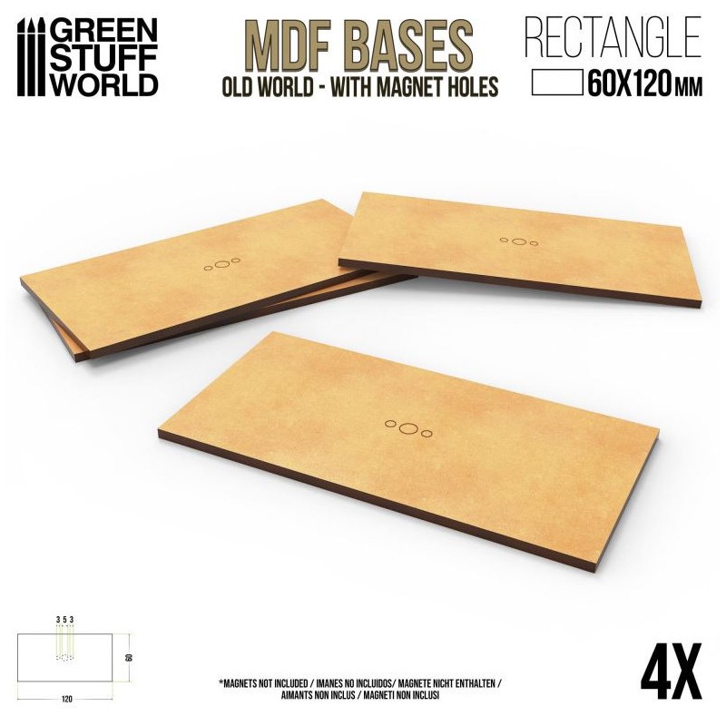 MDF Bases - rectangle, 60x120 mm (x4). MDF Bases - rectangle, 60x120 mm (x4).
