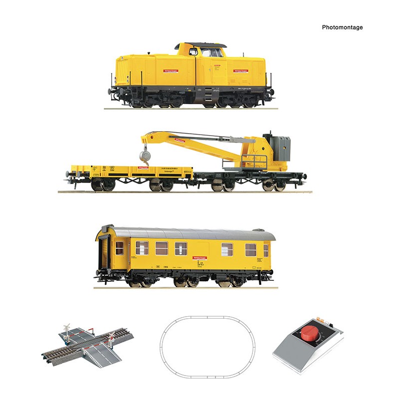 Caja de iniciación analógica. Locomotora diésel con grúa.
