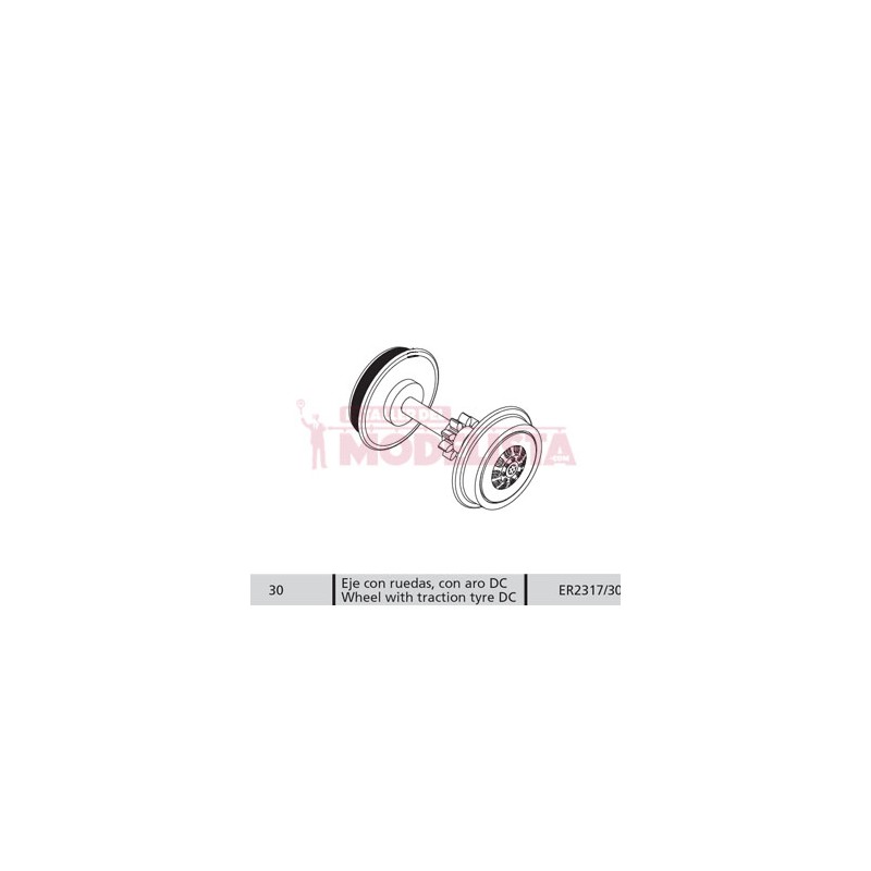 Eje con engranaje y aro DC para 352 de RENFE.