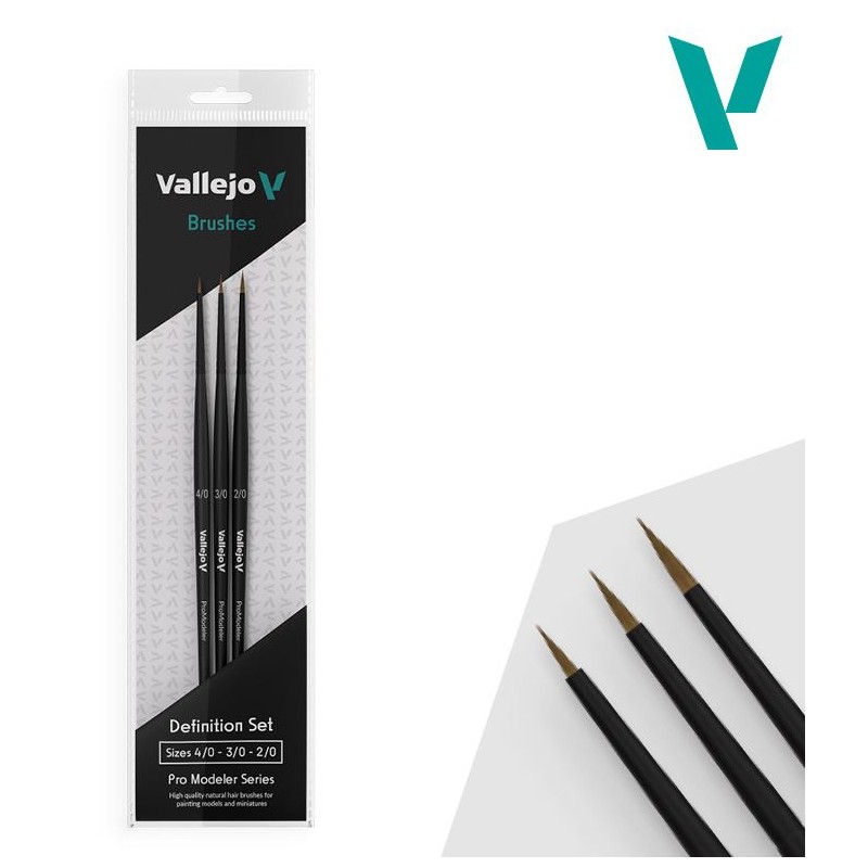 Set de pinceles pelo natural (4/0, 3/0 y 2/0).