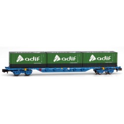 4-axle container wagon, ADIF container. RENFE.