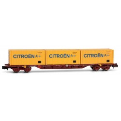 Vagón portacontenedores MMC3, ''CITROËN''. RENFE. Vagón portacontenedores MMC3, ''CITROËN''. RENFE.
