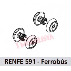 Wheels with gear and rubber tires for RENFE 591.