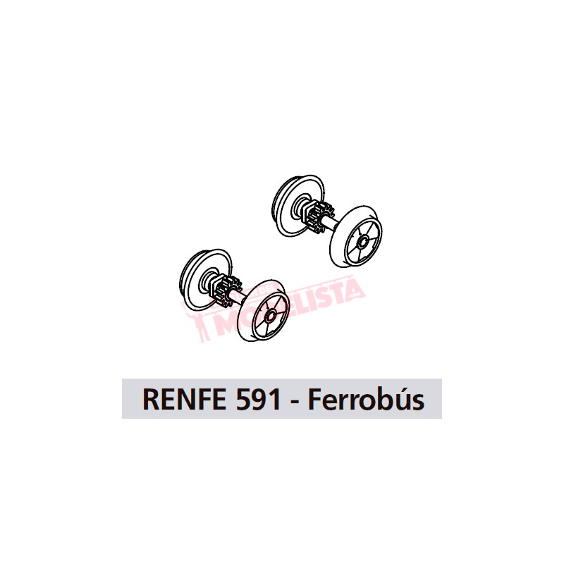 Wheels with gear and rubber tires for RENFE 591.