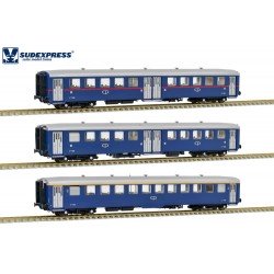 Set de tres coches Schindler (1a / 2a / 2a clase), CP. Época IV. Set de tres coches Schindler (1a / 2a / 2a clase), CP. Época IV.
