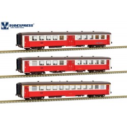 Set de tres coches Schindler (1a / 2a / 2a clase), CP. Época IV. Set de tres coches Schindler (1a / 2a / 2a clase), CP. Época IV.