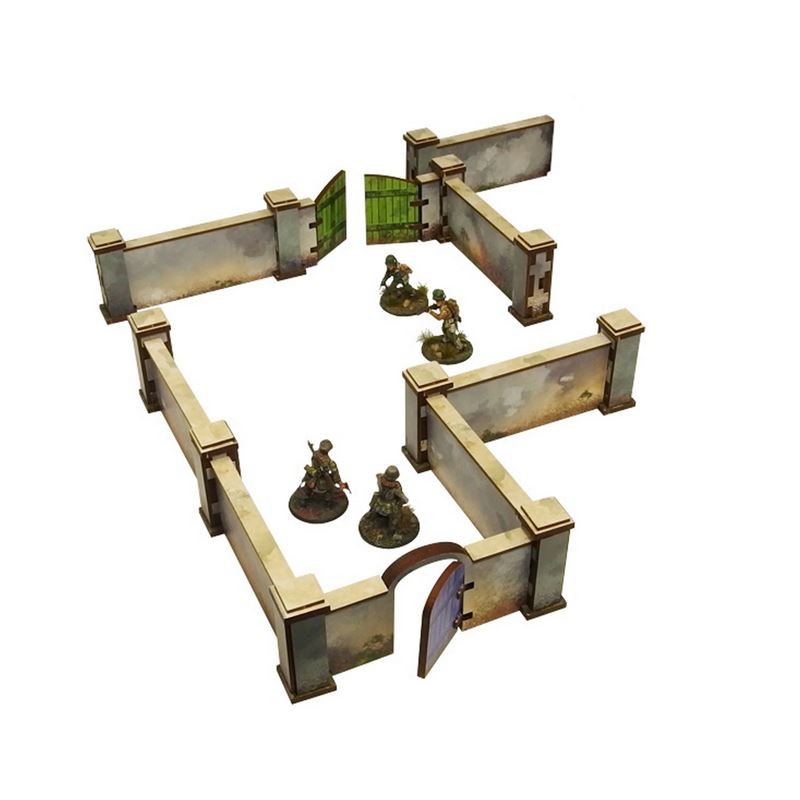 Muros de Normandía de la Segunda Guerra Mundial pre-pintados con Puerta.